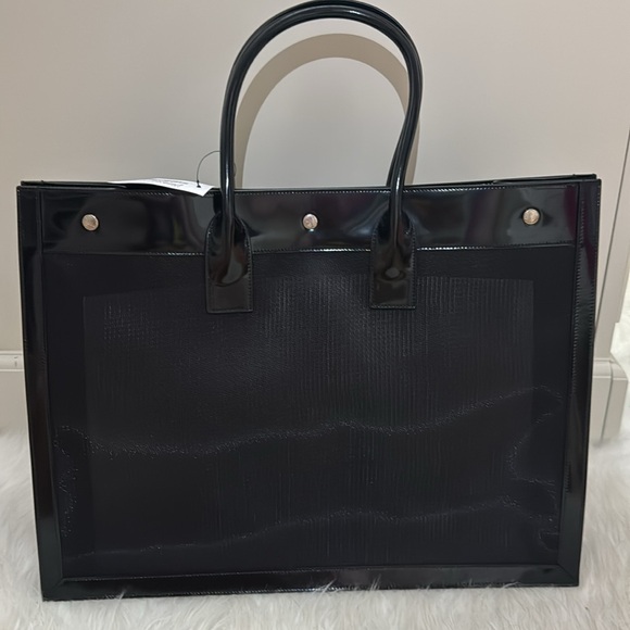 Saint Laurent Large Rive Gauche Logo Canvas Tote - Picture 2 of 9